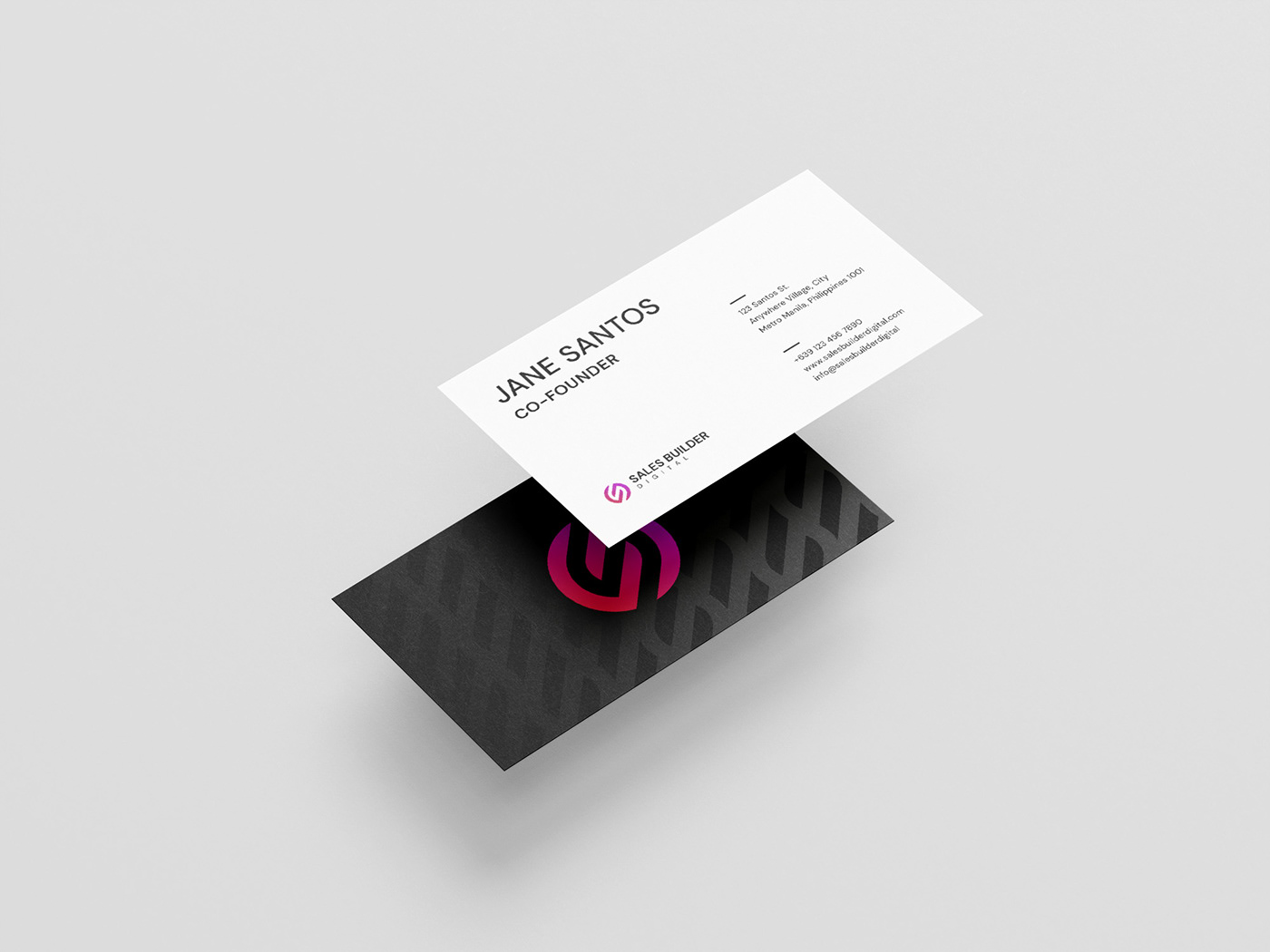 modern gradient viva magenta business card design for marketing agency, digital marketing agency