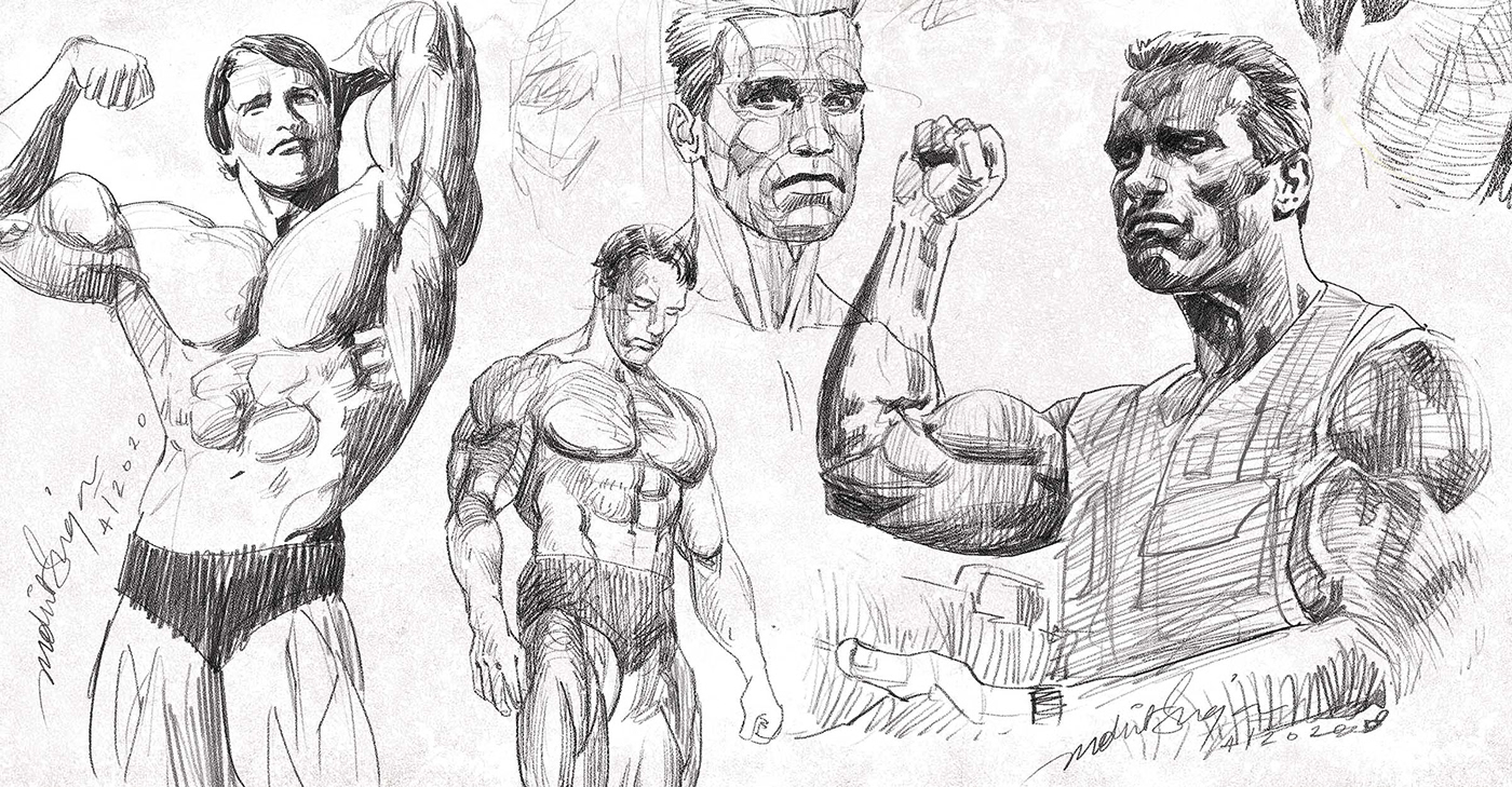 sketching Drawing  Realistic drawing character drawing sketchbook pencildrawing ILLUSTRATION  arnold Arnold Schwarzenegger doodle
