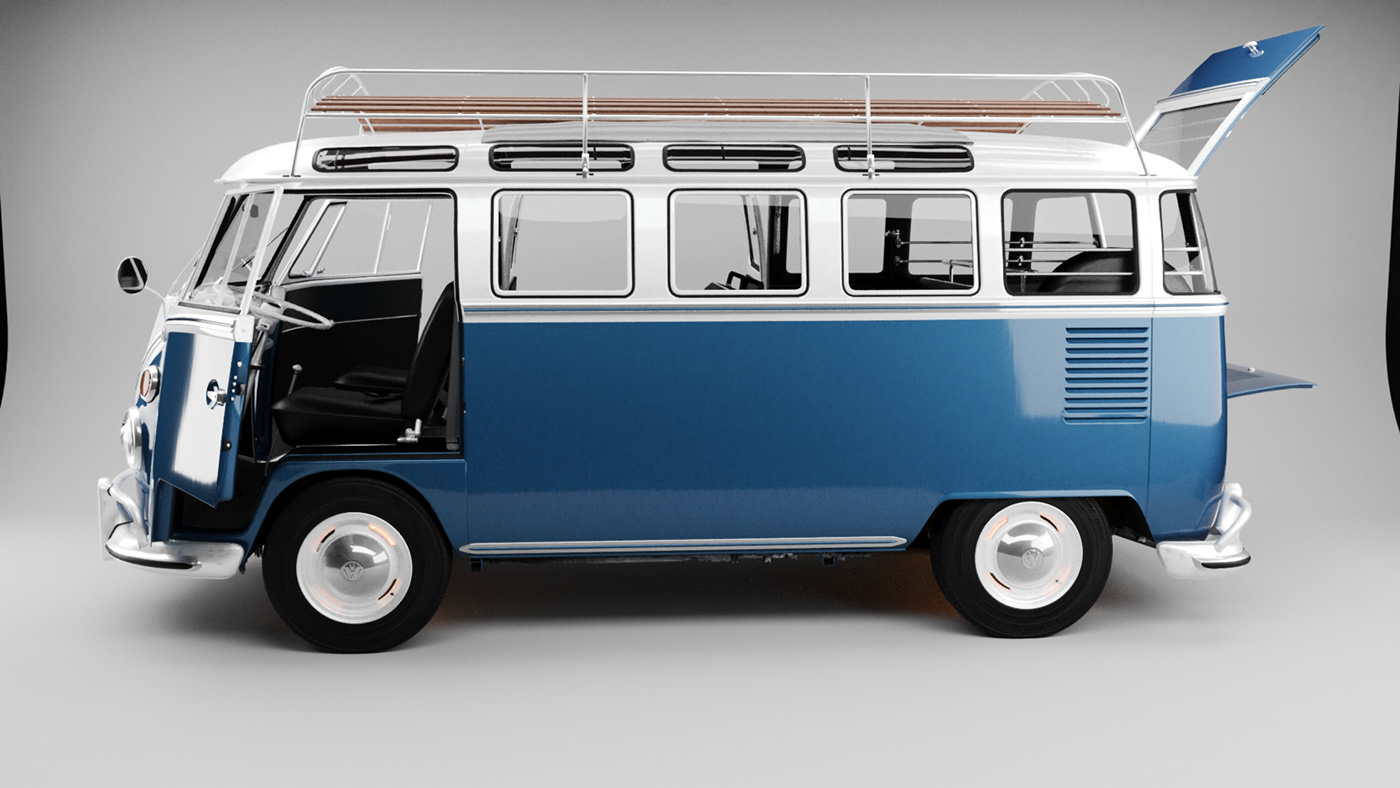 automotive   CGI 3ds max corona hqinterior Render visualization vw bus vintage car