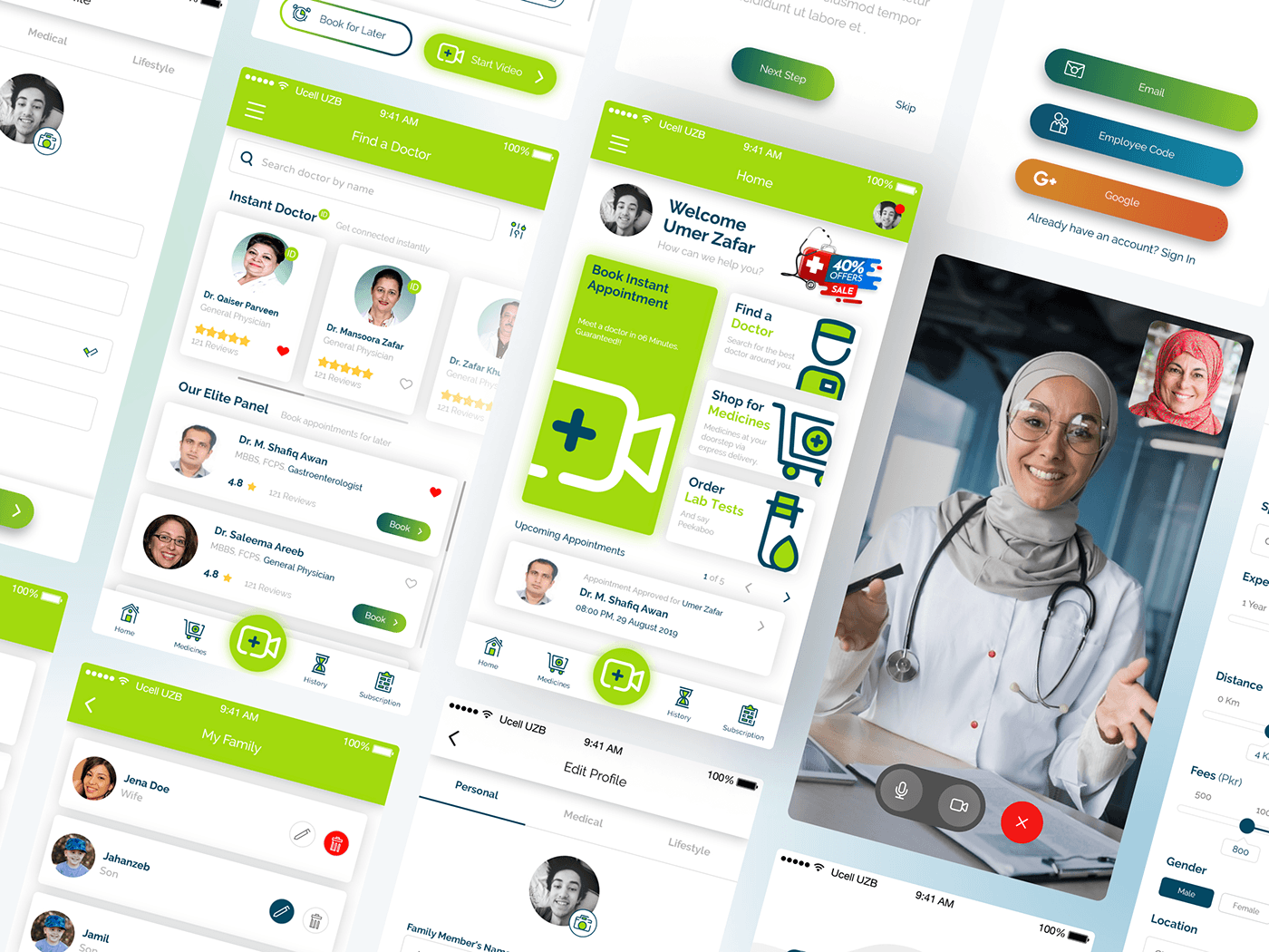 UI/UX app design Mobile app ui design user interface medical doctor video mobile app design xD