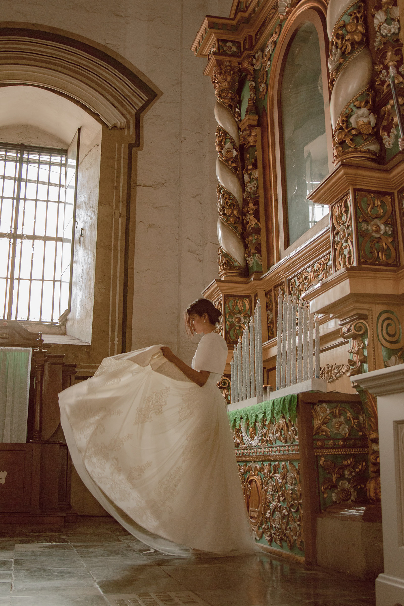 wedding gown bridal gown cfad thesis Fashion  Photography  San Agustin Church filipiniana Filipiñana terno national costume
