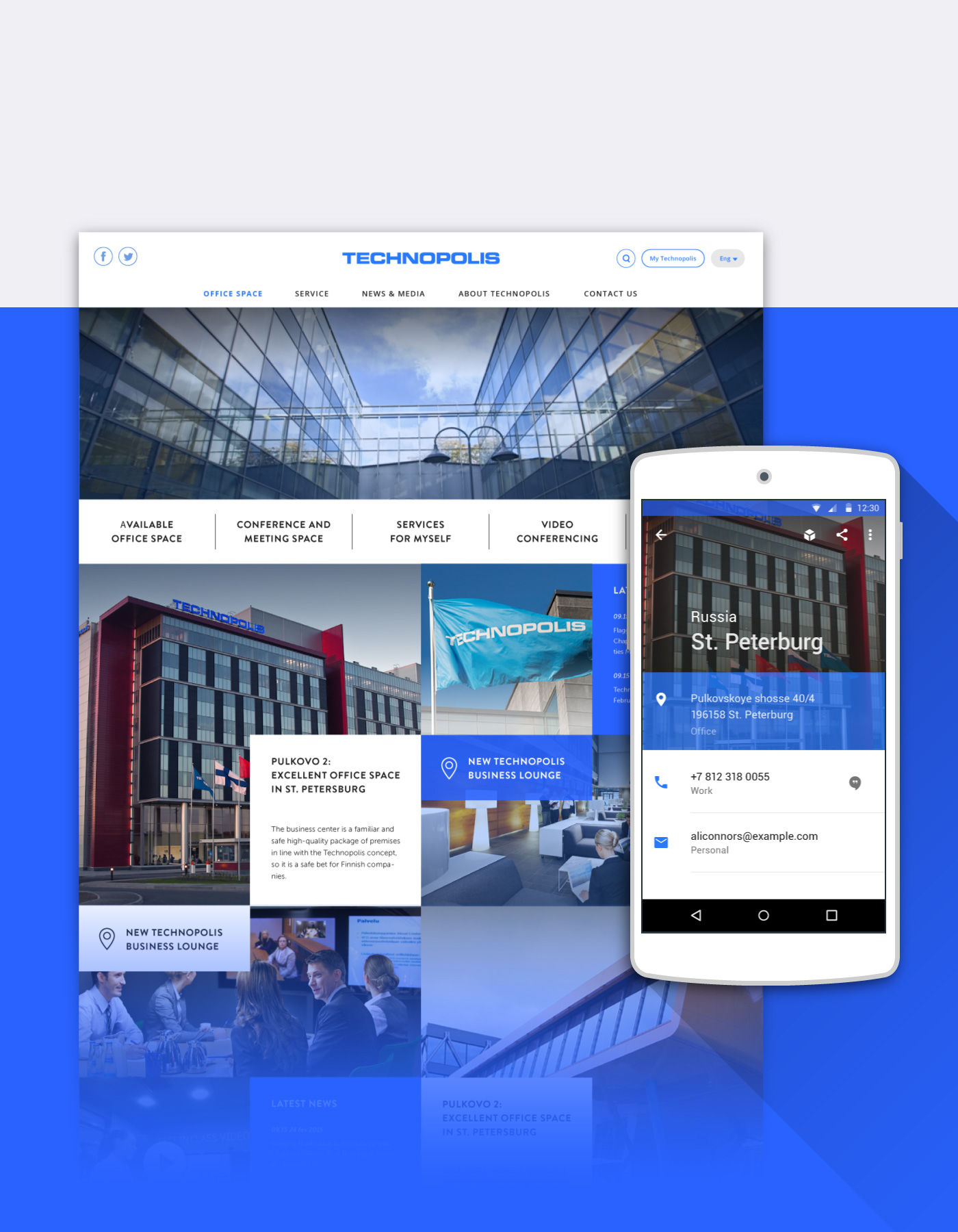 Web Responsive mobile blue material design