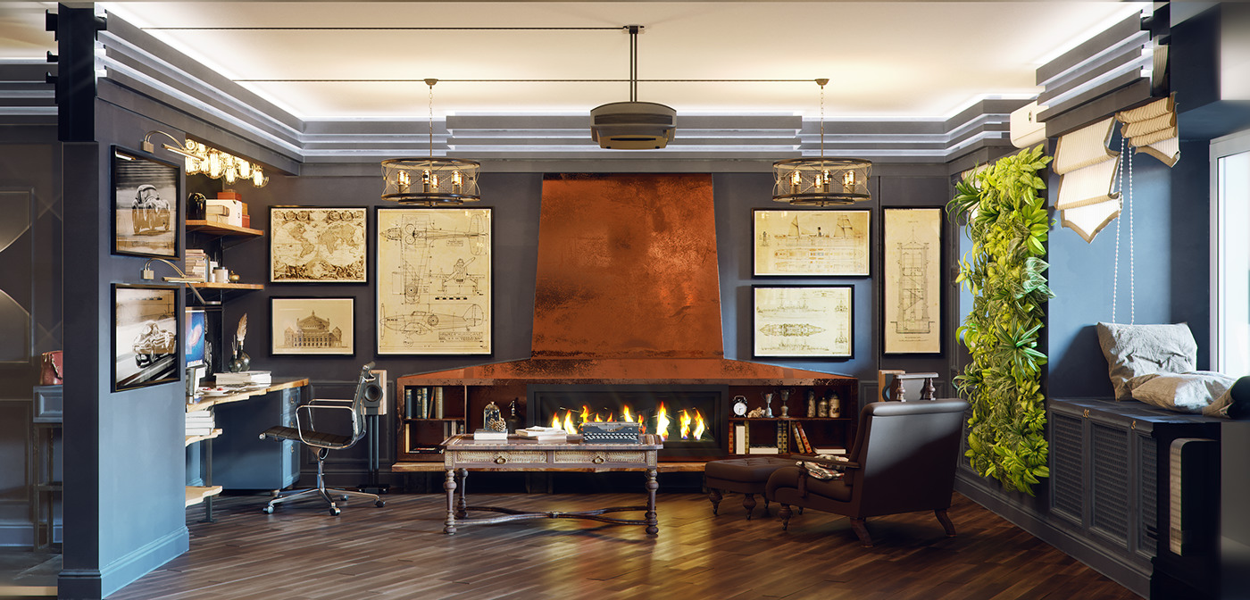 bureauinsight fireplace LOFT softloft copper interiordesign