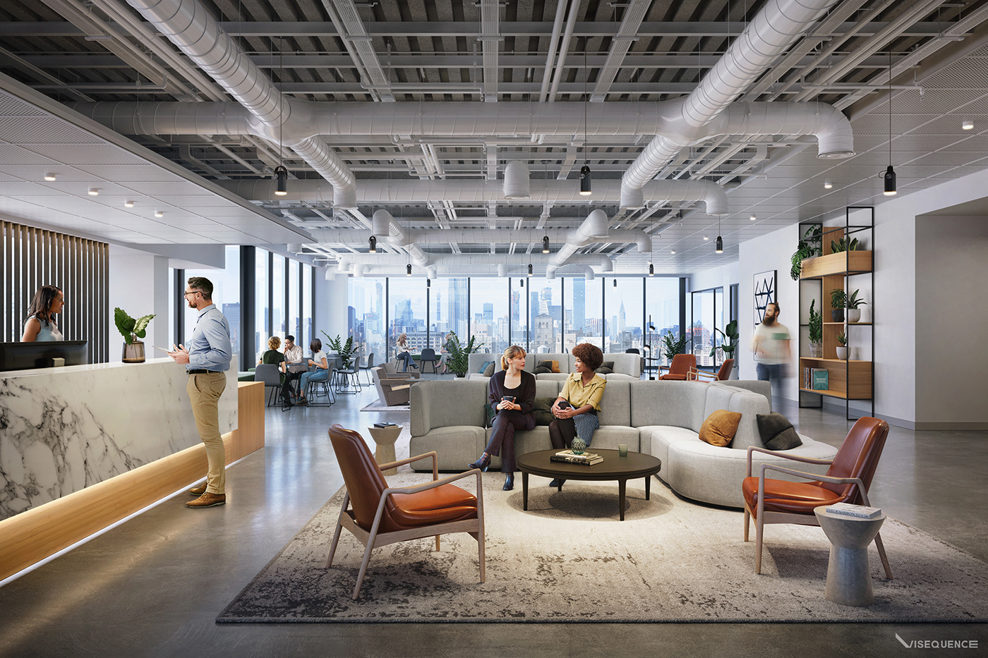 design Hub Interior Lobby New York Office rendering Visual Communication visualization working space
