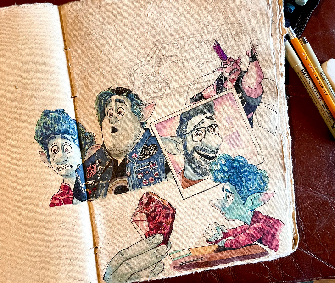 markers Onward pixar sketch sketchbook