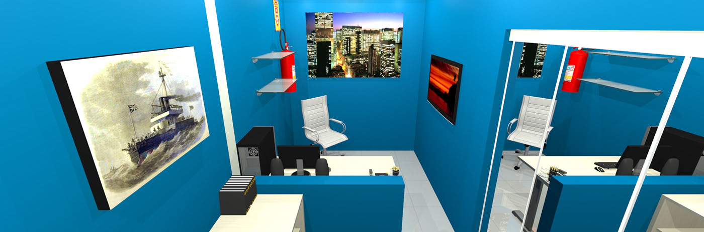 architecture escritorio design de interiores 3D visualization