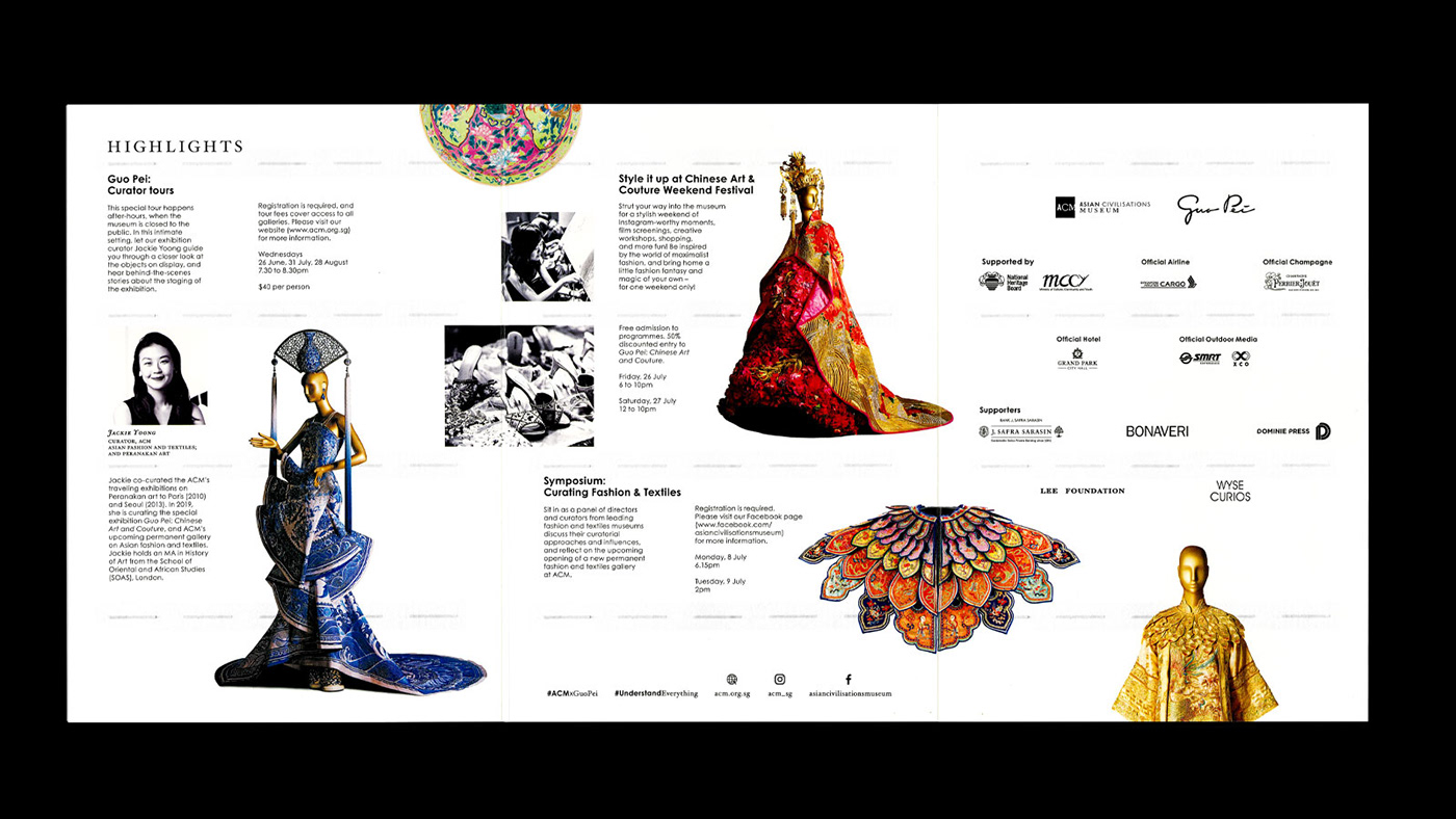 editorial design  print design  visual identity Guo Pei typography   acm singapore brochure flyer