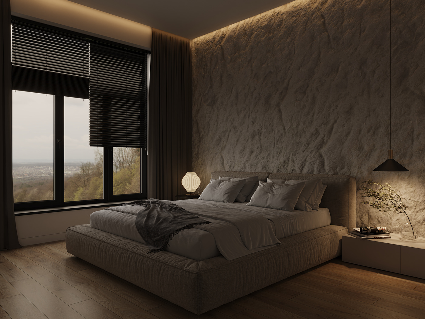 bedroom interior design  corona 3ds max architecture Render 3D visualization спальня дизайн интерьера
