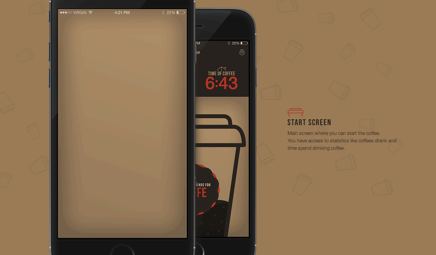 UI ux design iphone app application Coffee cup drink cracow ios friends motion Interface