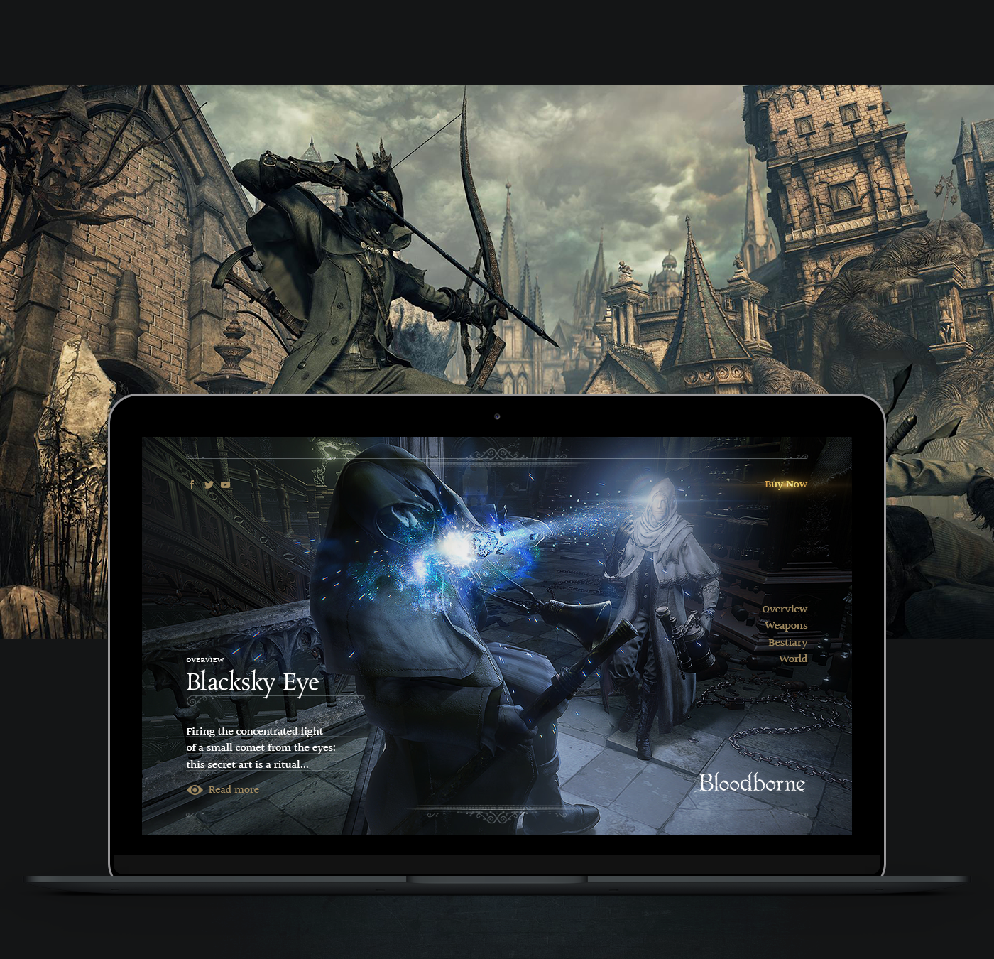 Bloodborne playstation 4 FromSoftware Sony Web Website Webdesign Layout inspire hunter nightmare yharnam beast blood hellowiktor