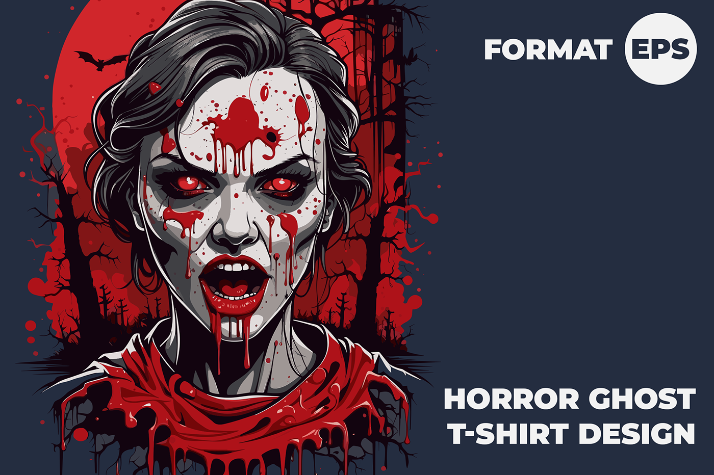ghost horror Halloween comic art ILLUSTRATION  T-Shirt Design vector EPS horror ghost