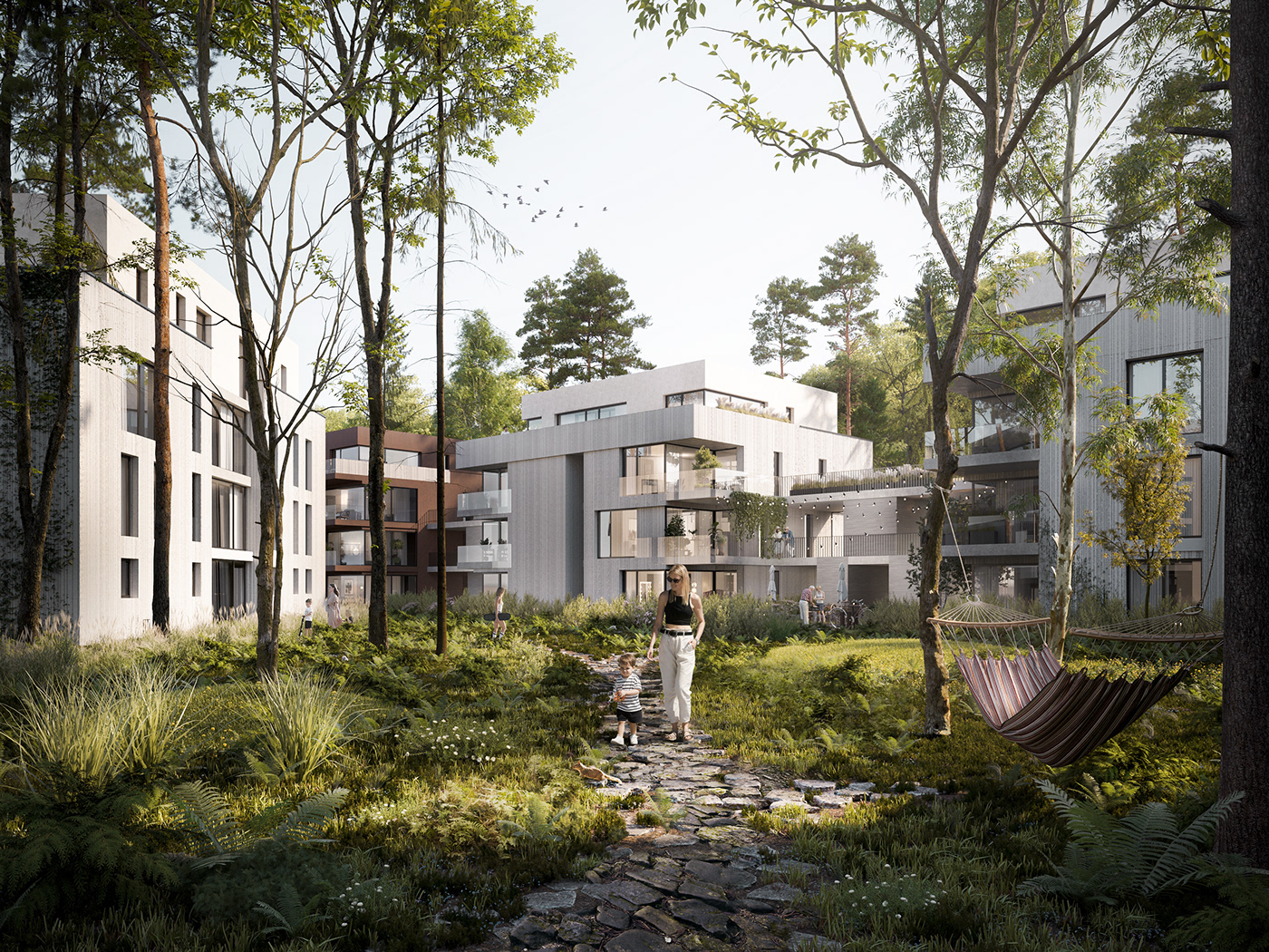 architecture 3ds max corona exterior CGI Render archviz 3D residential forest house