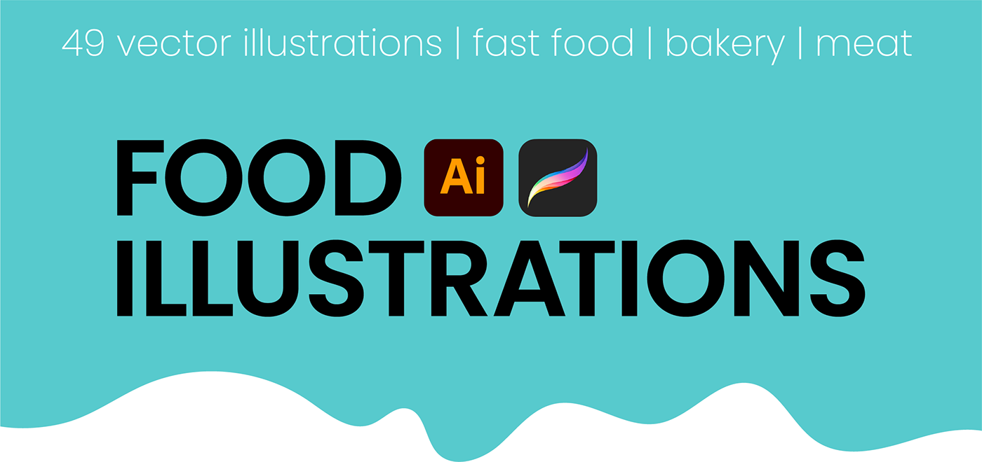 food illustration Vector Illustration adobe illustrator vector Food  food set