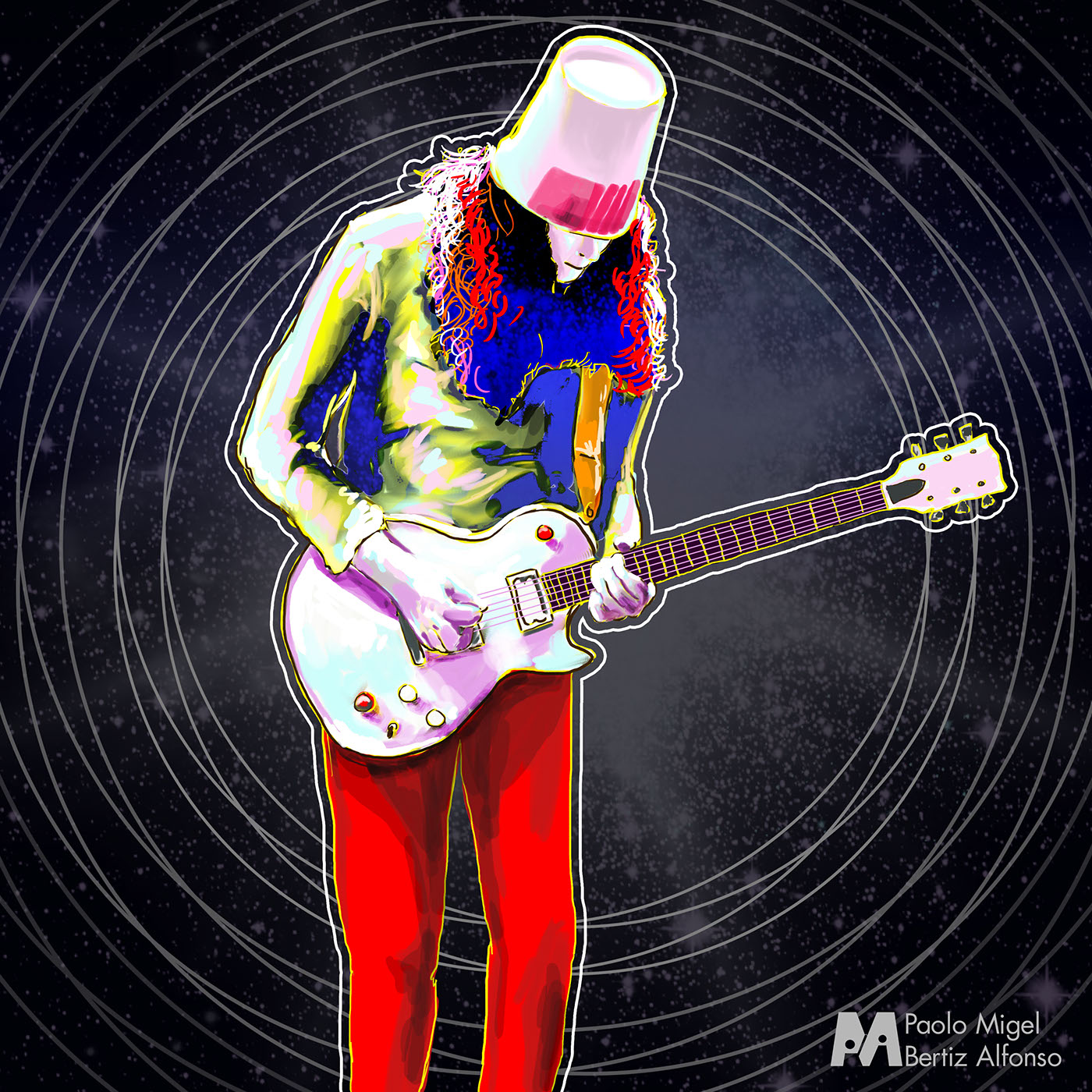 buckethead whitewash musician guitar philippines Fan Art tribute galaxy guitarist les paul universe KFC
