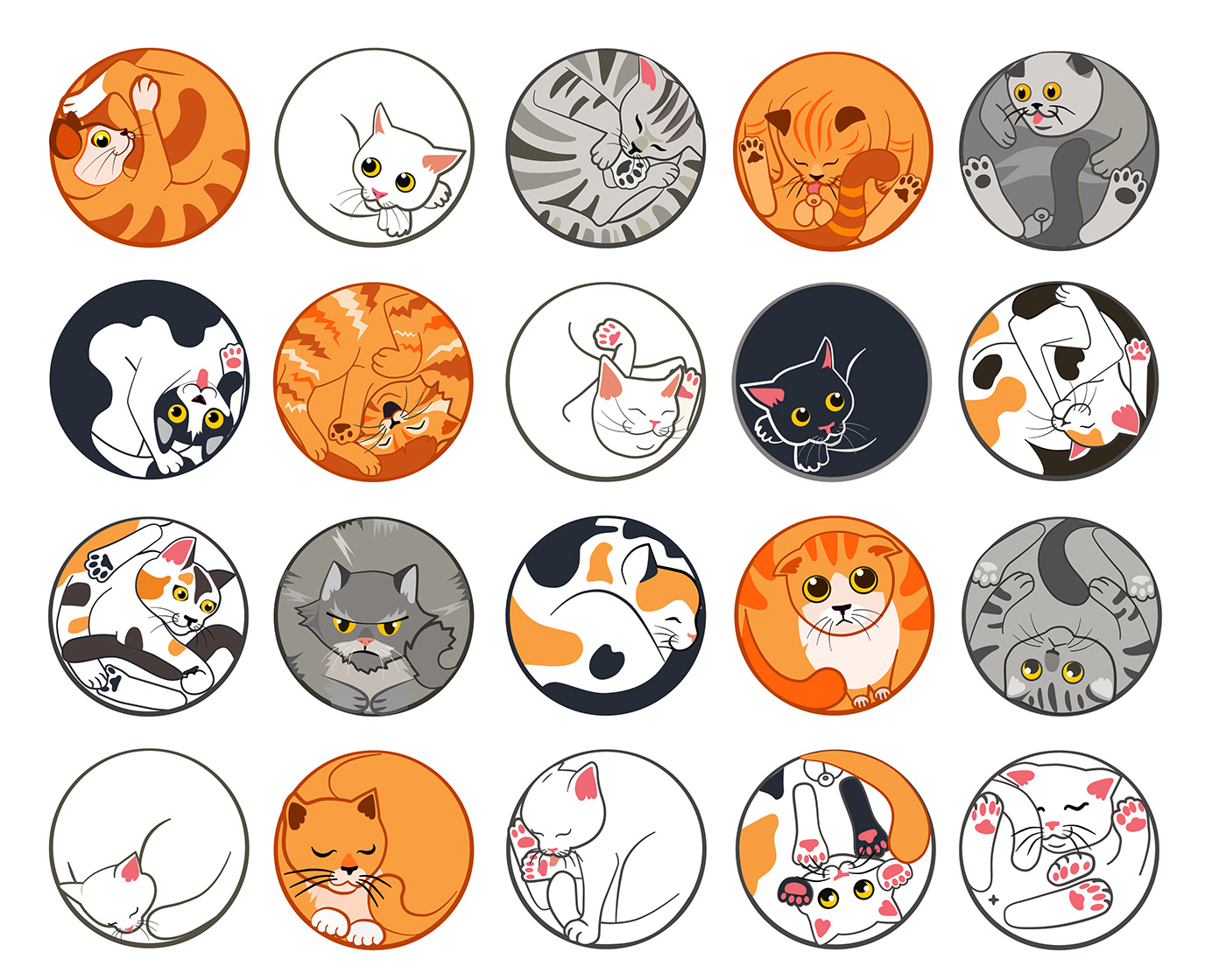 Cat cat pattern cats circle Geometrical pattern design  polka dot print textile design  vector cat