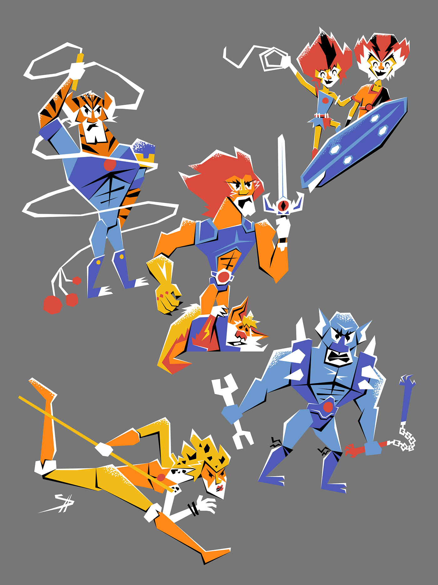 80s show Character design  ILLUSTRATION  Shane houston thundercats cats cheetah lion panther