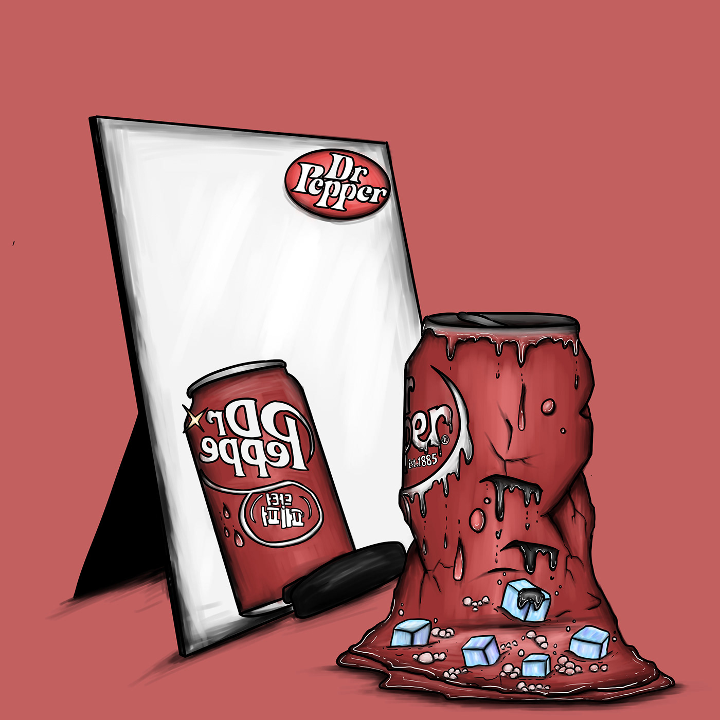 narcissism melting cola Coca Cola drpepper drinking Illustrator