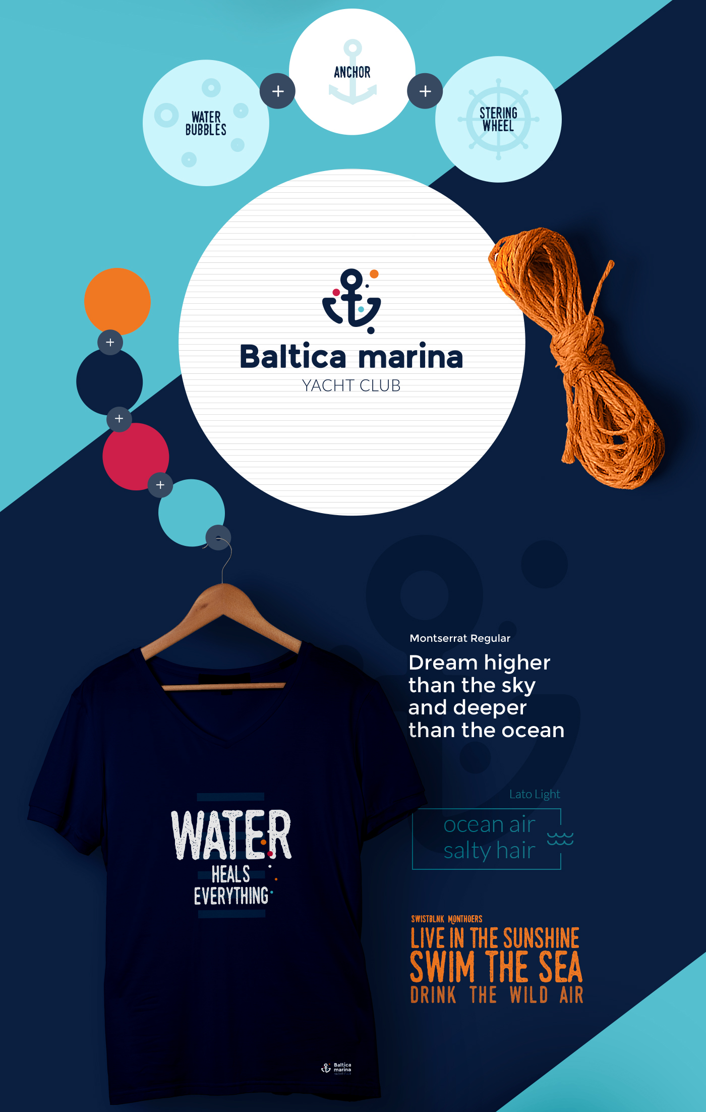 Ocean yacht marina blue dots identity logo Logotype water tshirt msadza   knotek