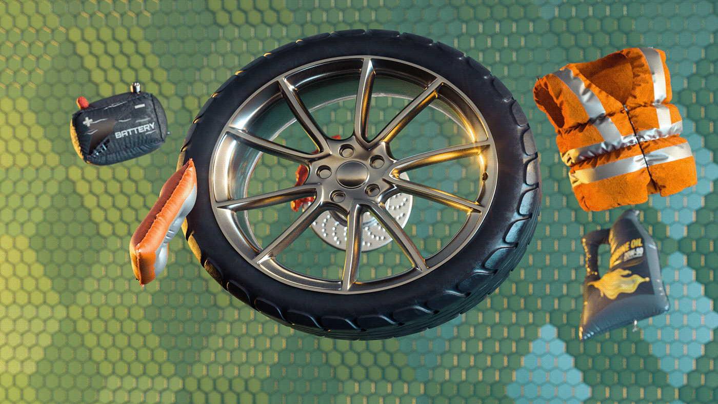 3D animation  automotive   branding  CG cinema 4d design mondlicht studios motion design tires