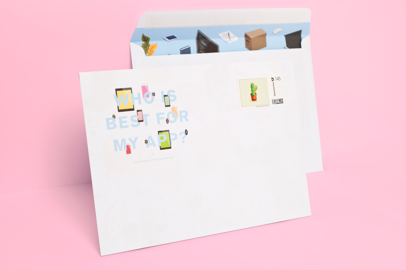 app WhoIsBest vector Isometric envelope folder sticker postcards card game stamps deepblue networks kjosk
