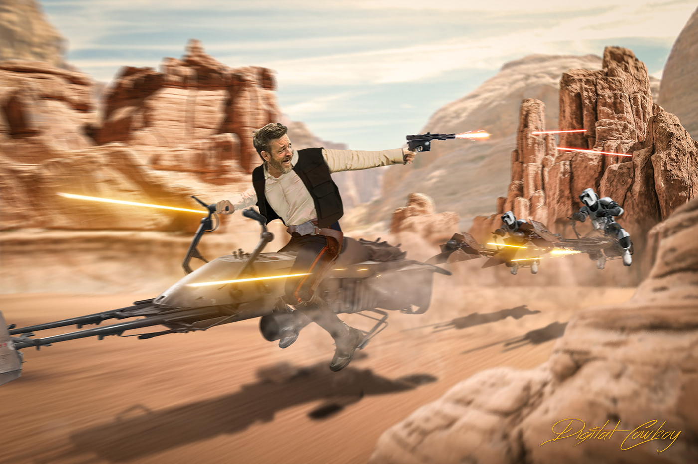 star wars tatooine stormtrooper fantasy Scifi Digital Art  photomanipulation photoshop Composite hans solo