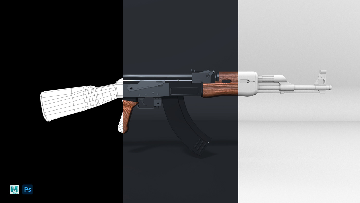 firearm Weapon 3D modern Maya Autodesk adobe adobe illustrator adobephotoshop Social media post