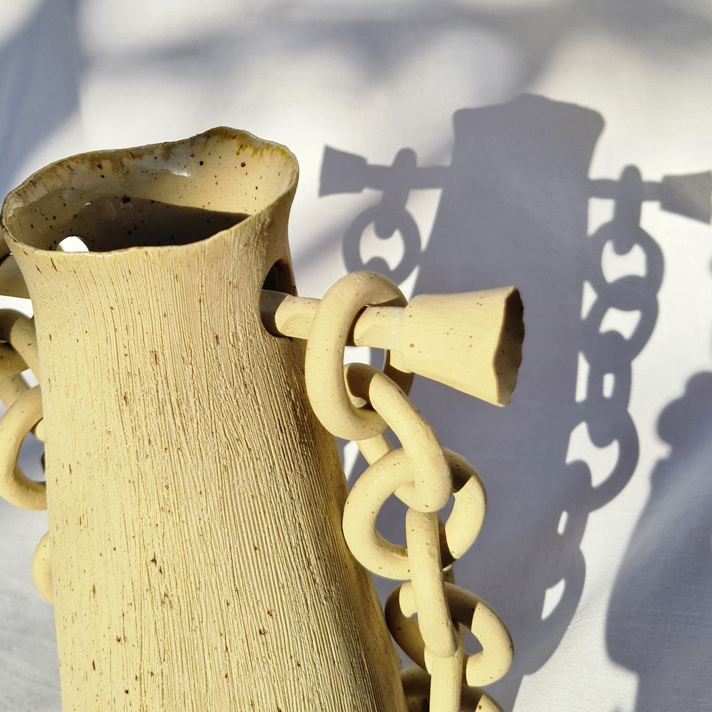 stoneware Vase handmade chain ceramic artwork interiordesign clay tasarım design