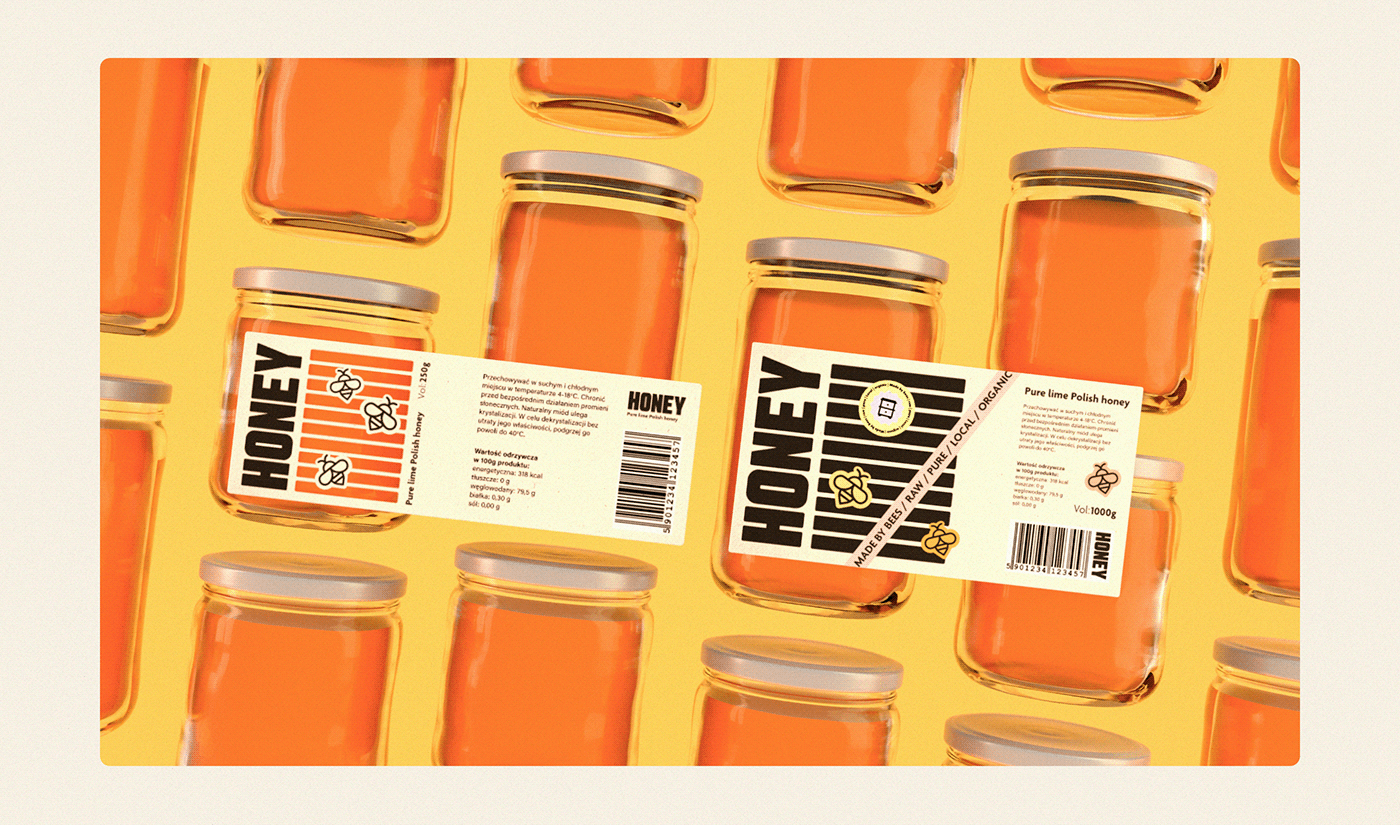honey Packaging product design  Render bee box jar Modern Design