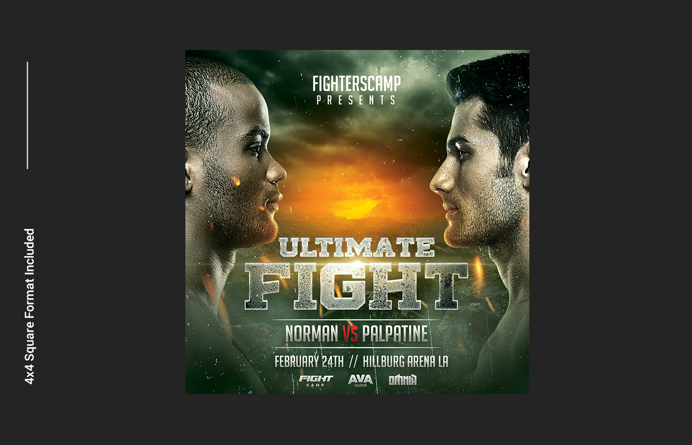 poster template flyer template poster photoshop psd Boxing MMA Fighter Boxing Match fight