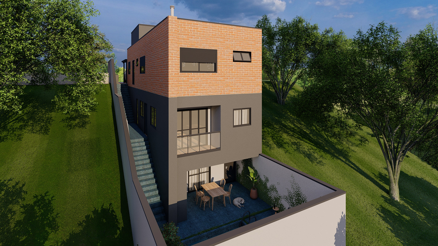 Render 3D visualization lumion SketchUP ARQUITETURA Contemporaneo Exterior rendering architecture Project