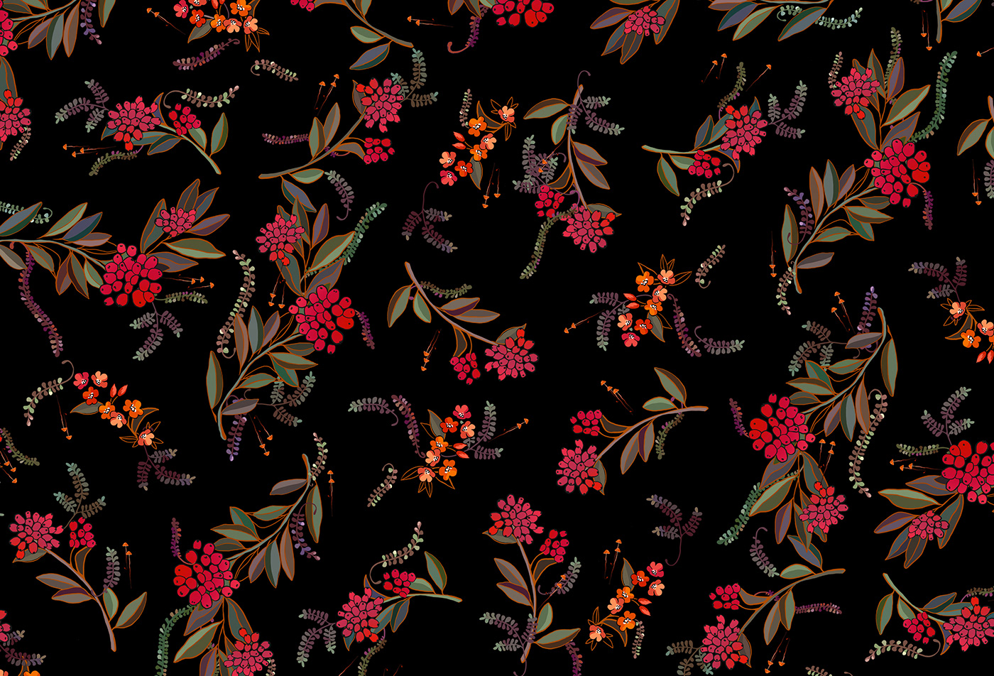 botanical fabric design floral flower ILLUSTRATION  pattern plants Surface Pattern textile design  Wrapping paper