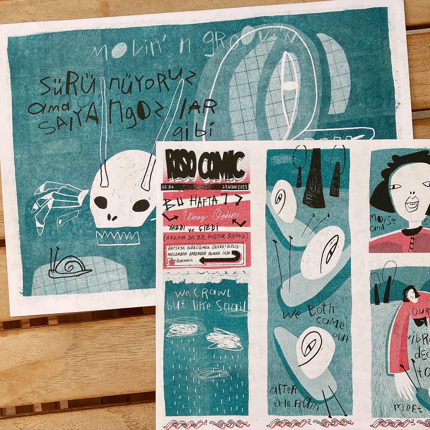 Comic Book snail risography print fanzine MOVING Risoprint editorial Fanzine Illustration  storyillustration