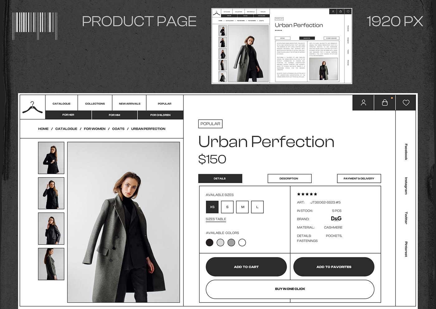 Fashion  Ecommerce Web Design  ecommerce website shop clothes Minimalism monochrome design UI/UX