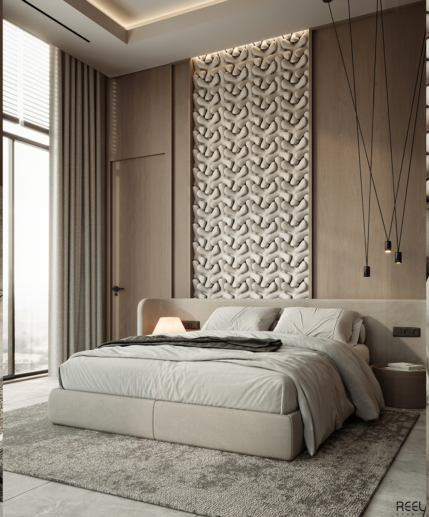 master bedroom interior design  architecture 3ds max modern corona Render 3D bedroom design dressing room