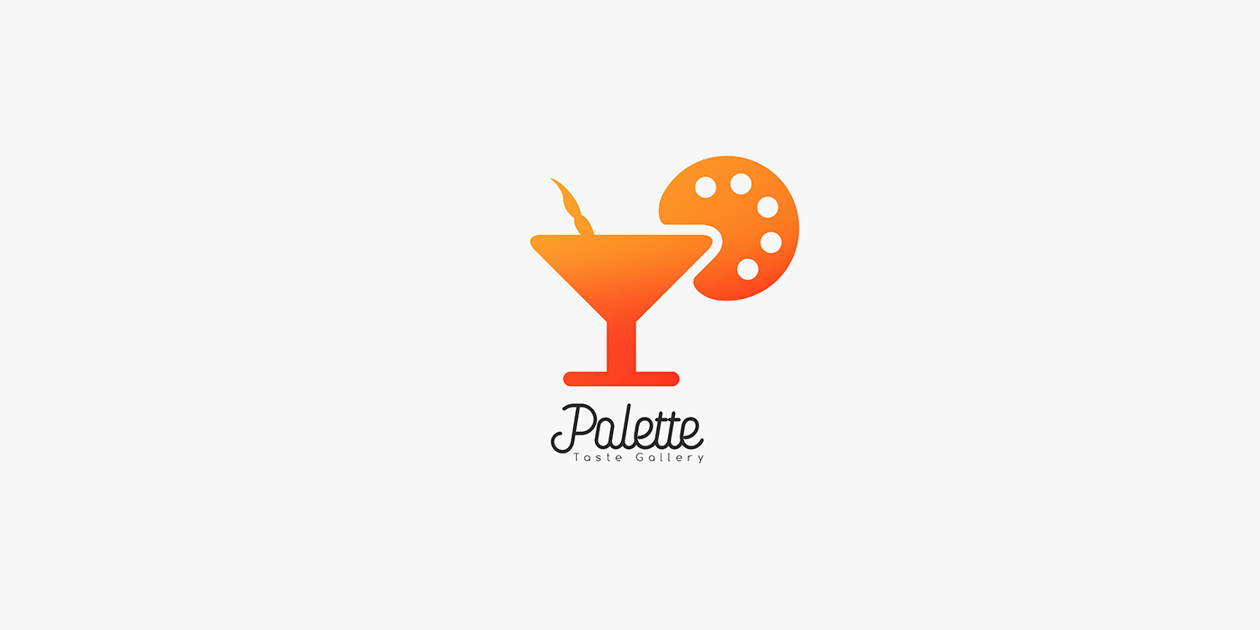 palette logo branding  creative minimal negative space art drinks cafe restaurant