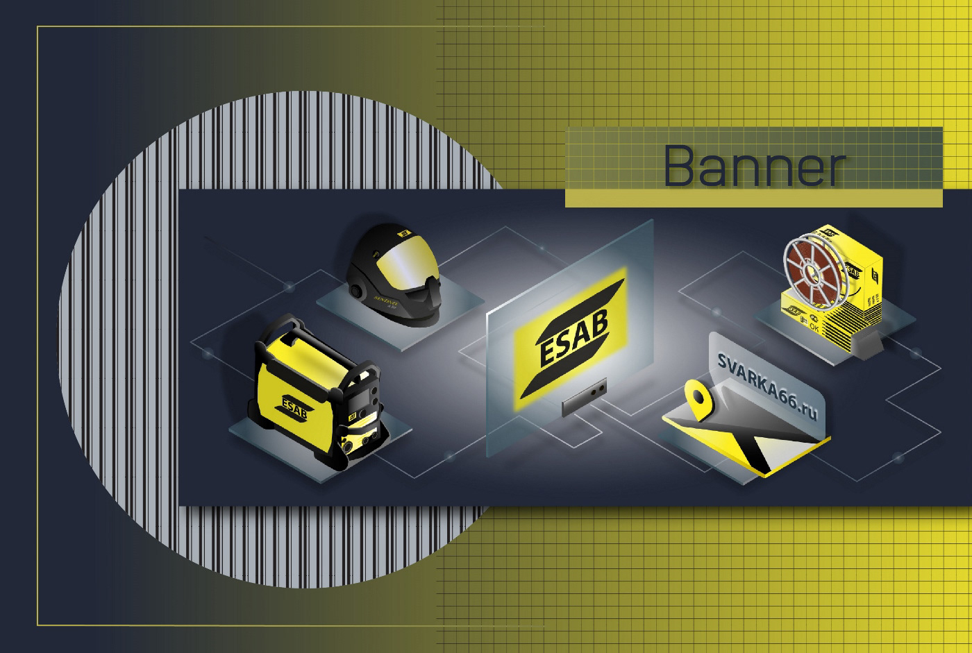 isometry banner welding ILLUSTRATION  vector graphics banners Isometric баннер