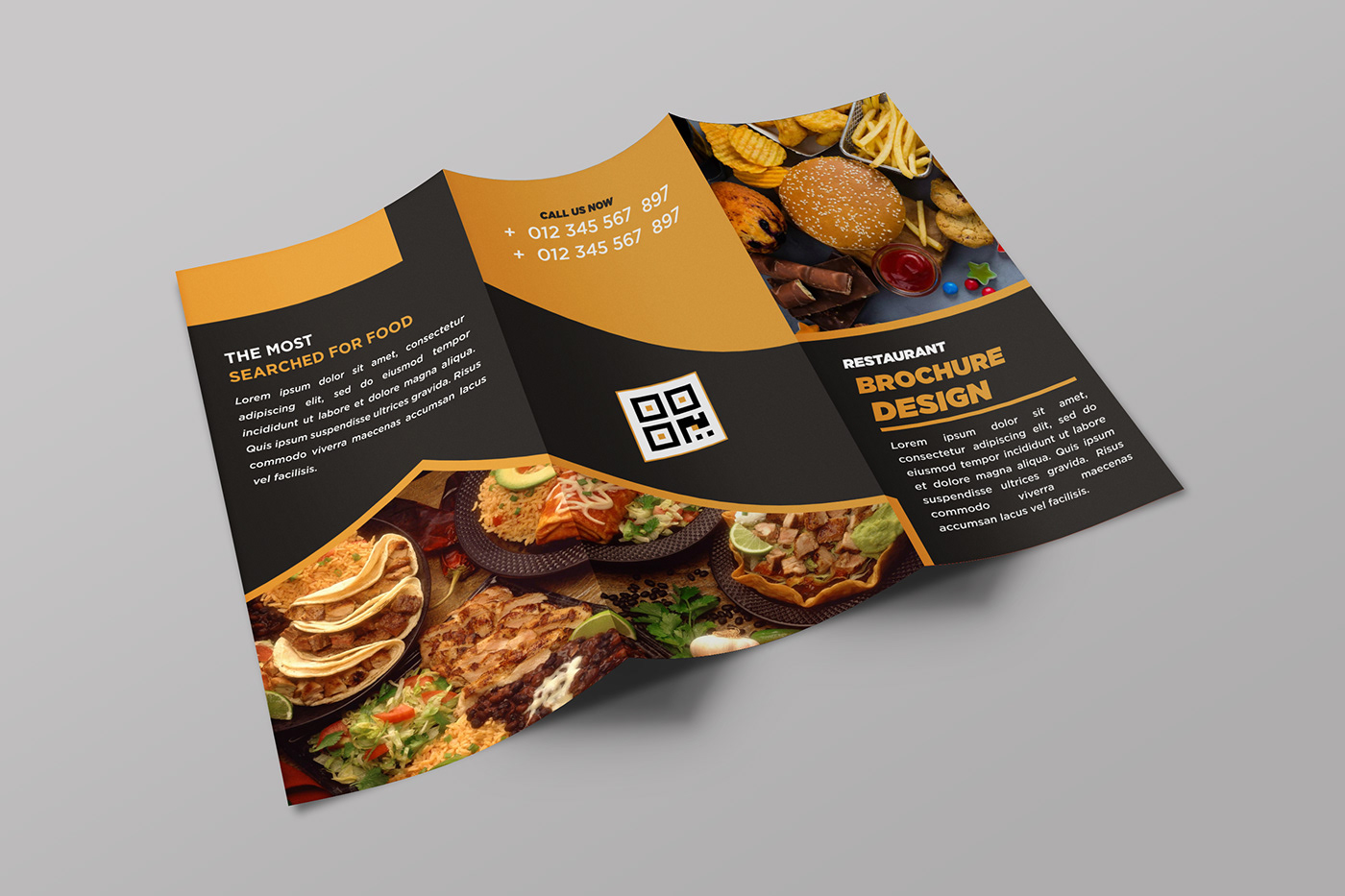 food brochure restaurant brochure menu design menu graphic design  leaflet Printing design tri fold