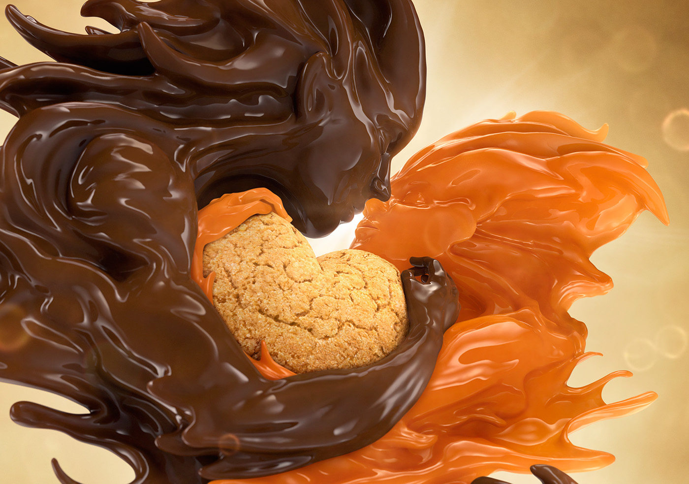 luminous creative imaging CGI 3D caramel loves chocolate fluids dynamics fedde souverein