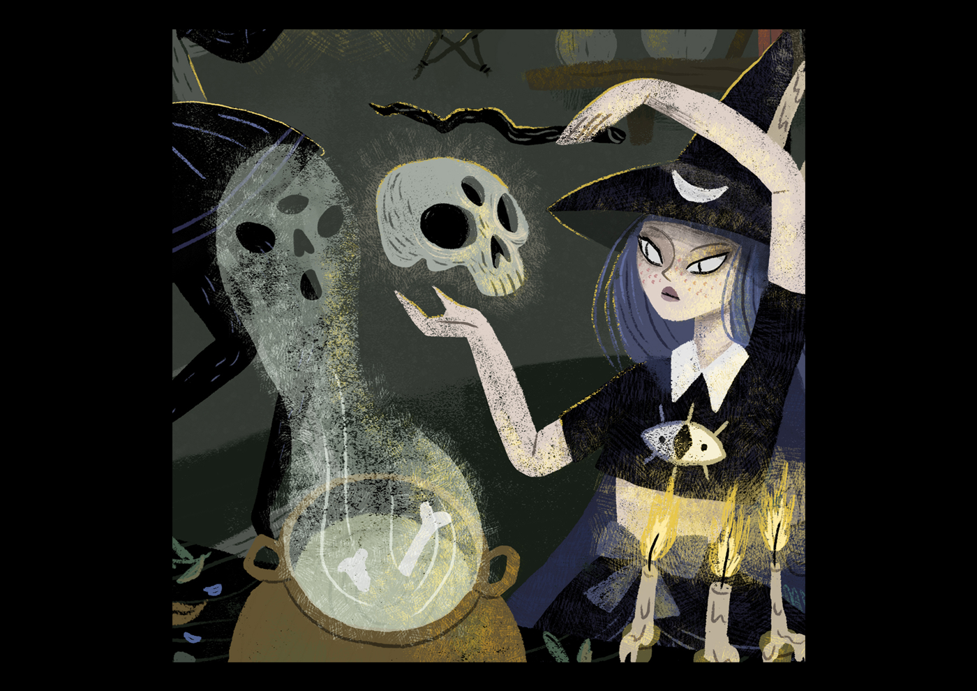 witch witchcraft Cat goth Magic   occult skull dark art mushroom drawlloween