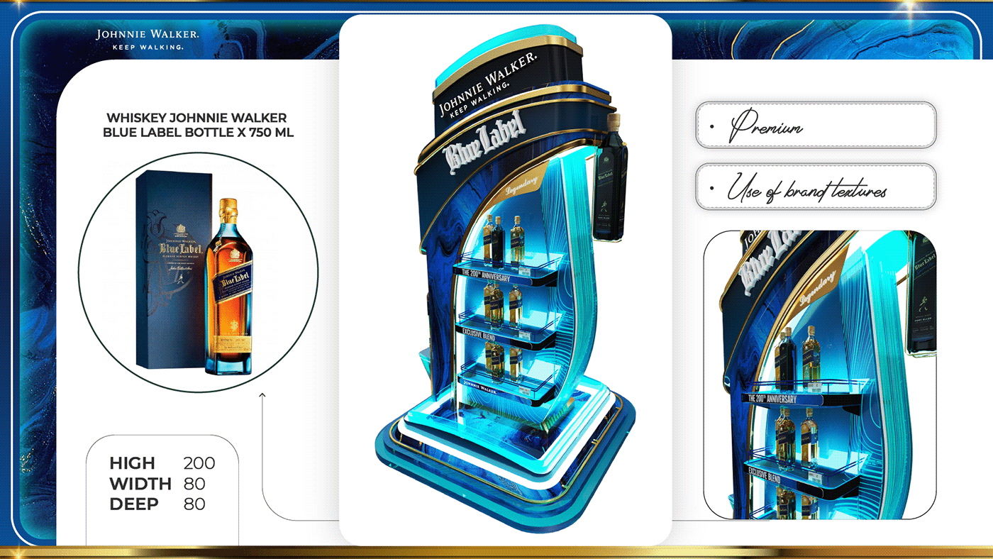 alcohol blue label brand identity design diageo diseño industrial industrial design  Johnnie Walker pop Whiskey