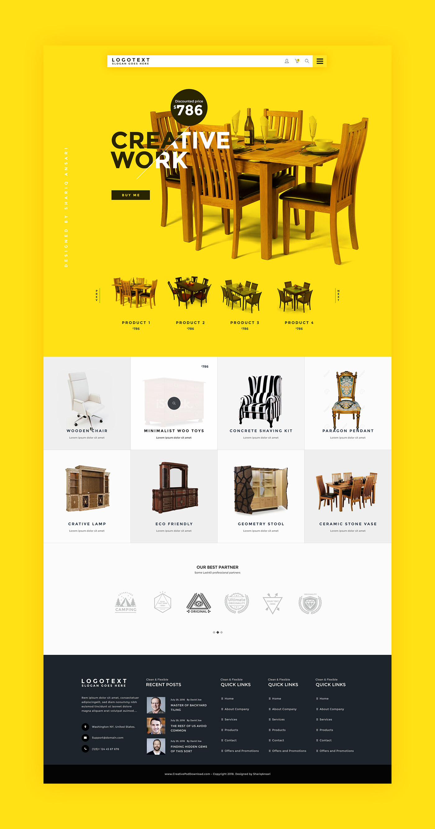 website template Furniture Website ui ux Website PSD psd template