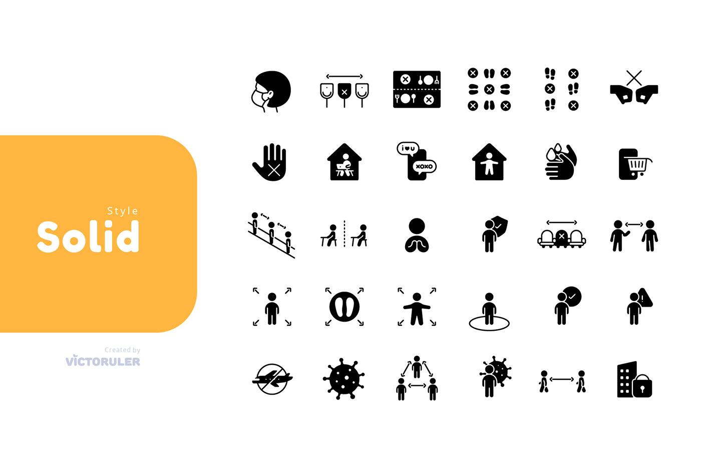 bundle color Coronavirus design elements graphic icons illustrations social distancing symbol