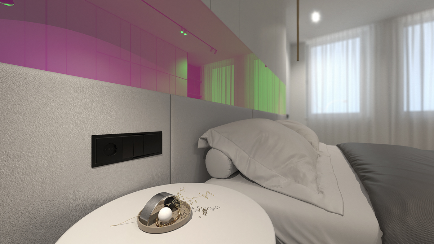 3D apartment architecture archviz colorful dichroic geometric interior design  Minimalism modern interior