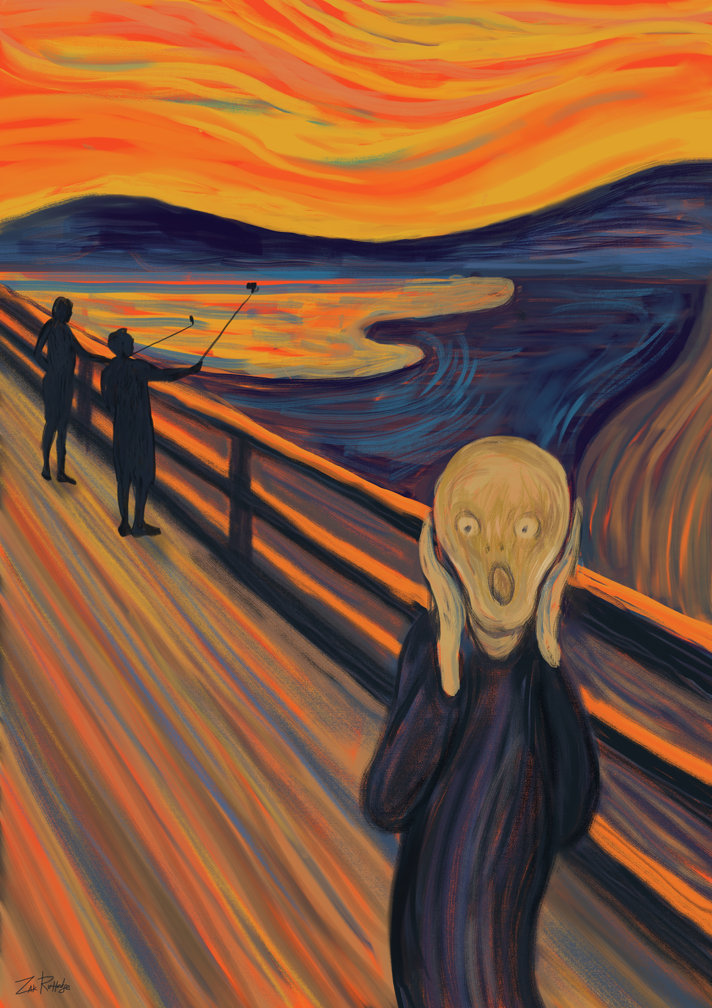 MunchContest scream EdvardMunch satire selfiestick ILLUSTRATION  digitalpainting