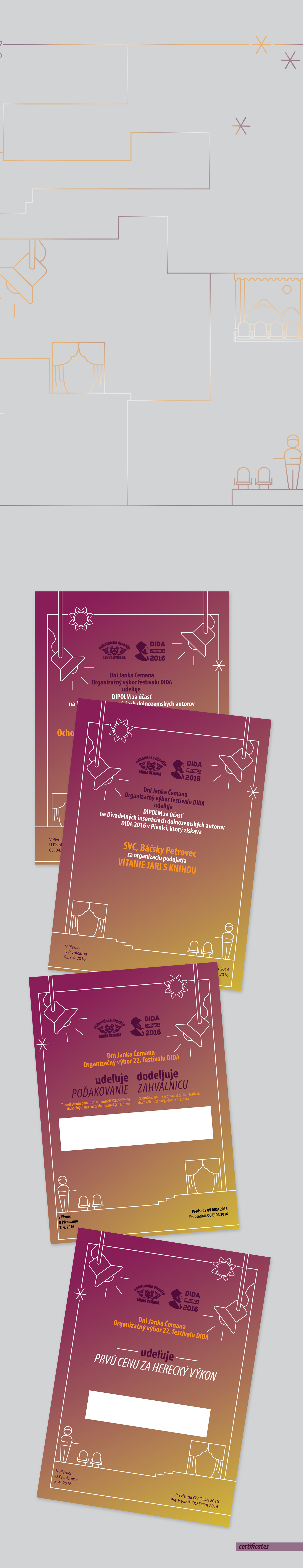 poster festival theater  Slovak invitations diploma Certificates Booklet illustrations line