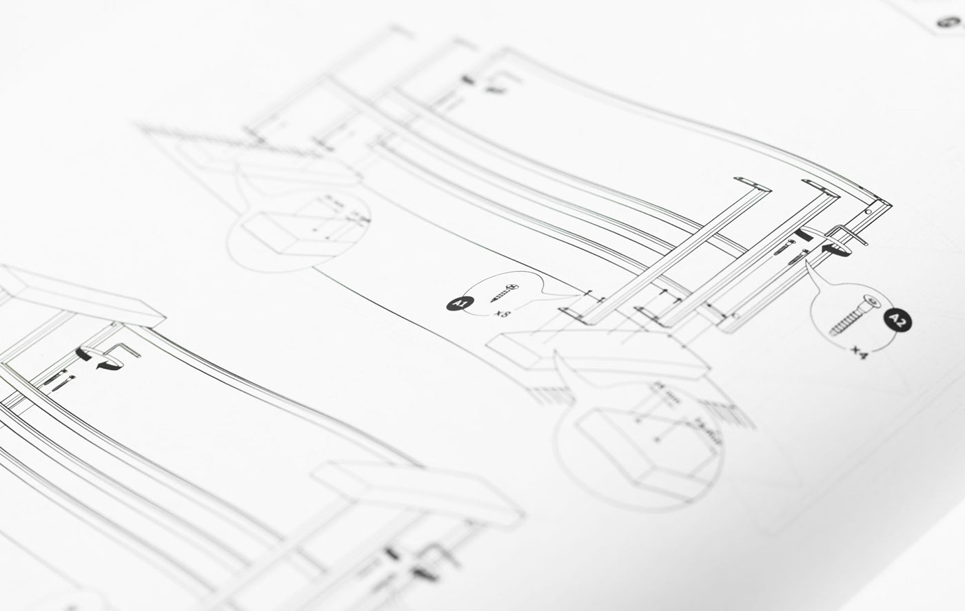 technical illustration installation instruction Character tv furniture rack table