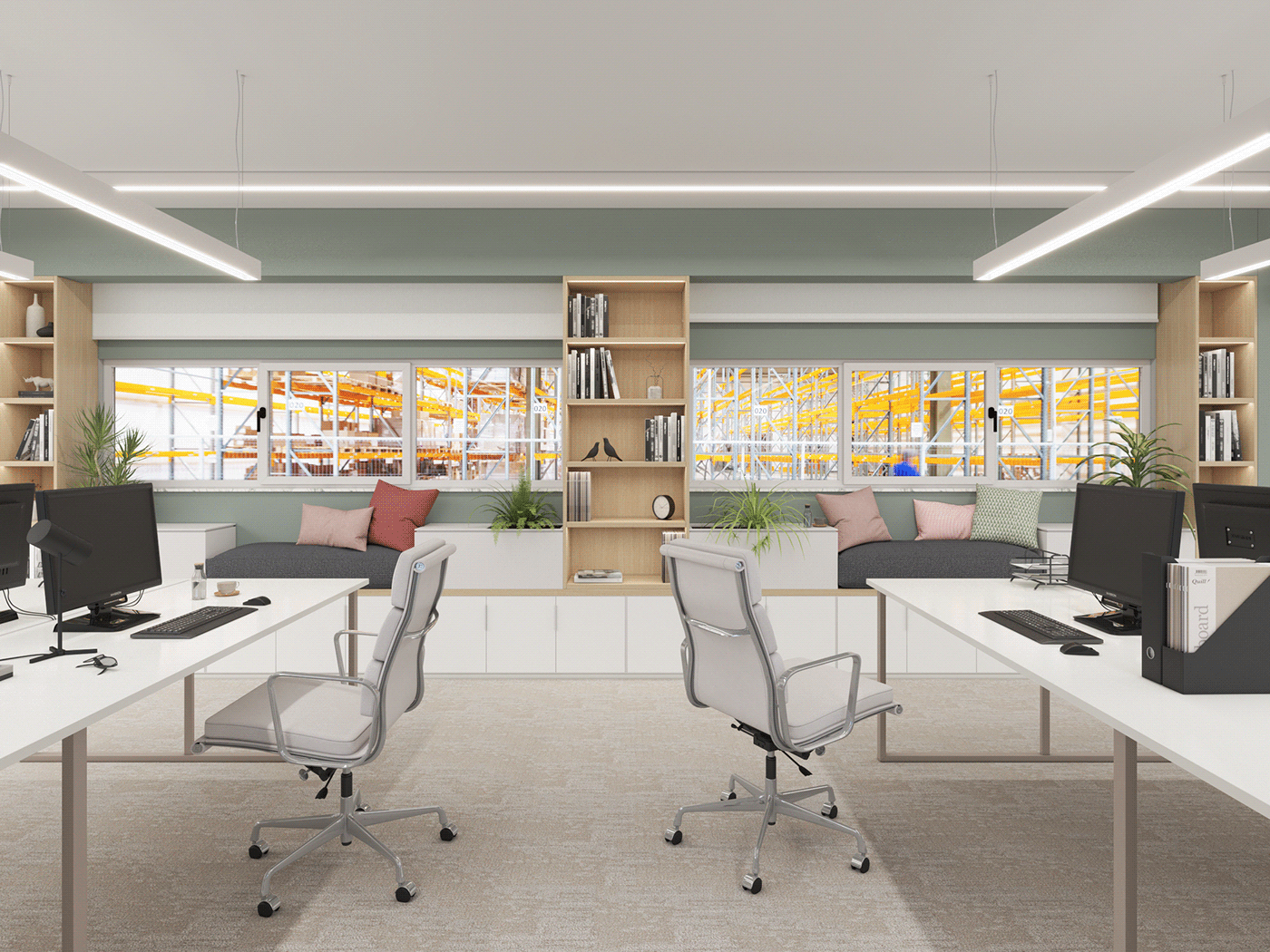 interior design  Office Office Design Interior Render 3D modern workspace 3ds max