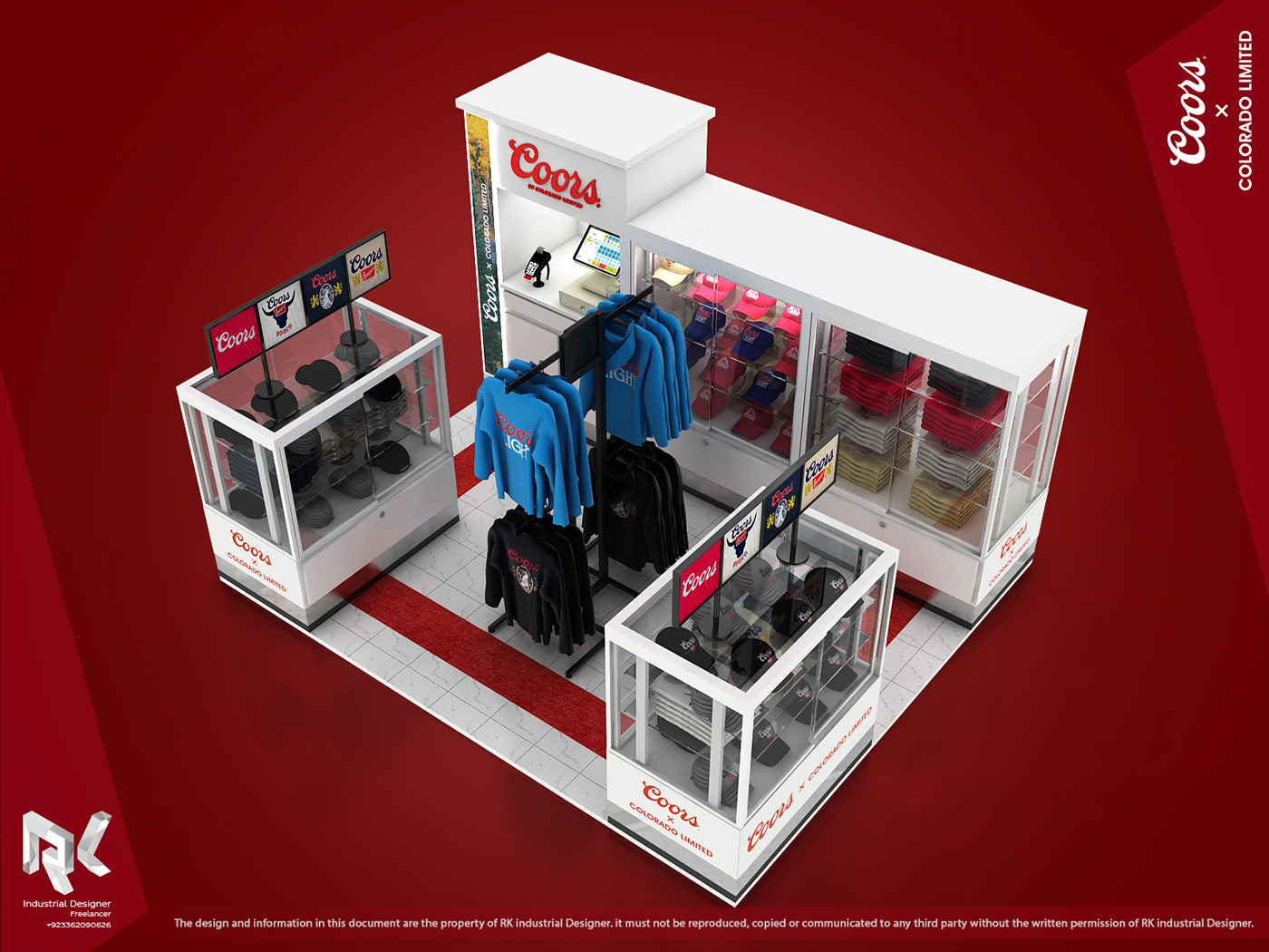 coors booth Exhibition  Stand Display 3D visualization 3ds max Kiosk Clothing