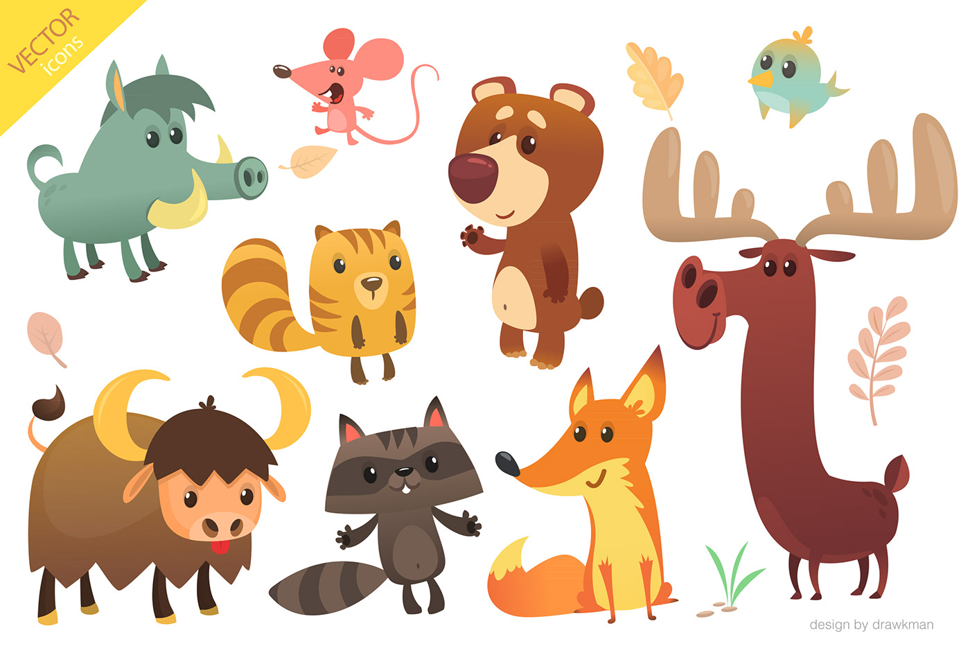 cartoon animals children's book design Character logo sticker giraffe