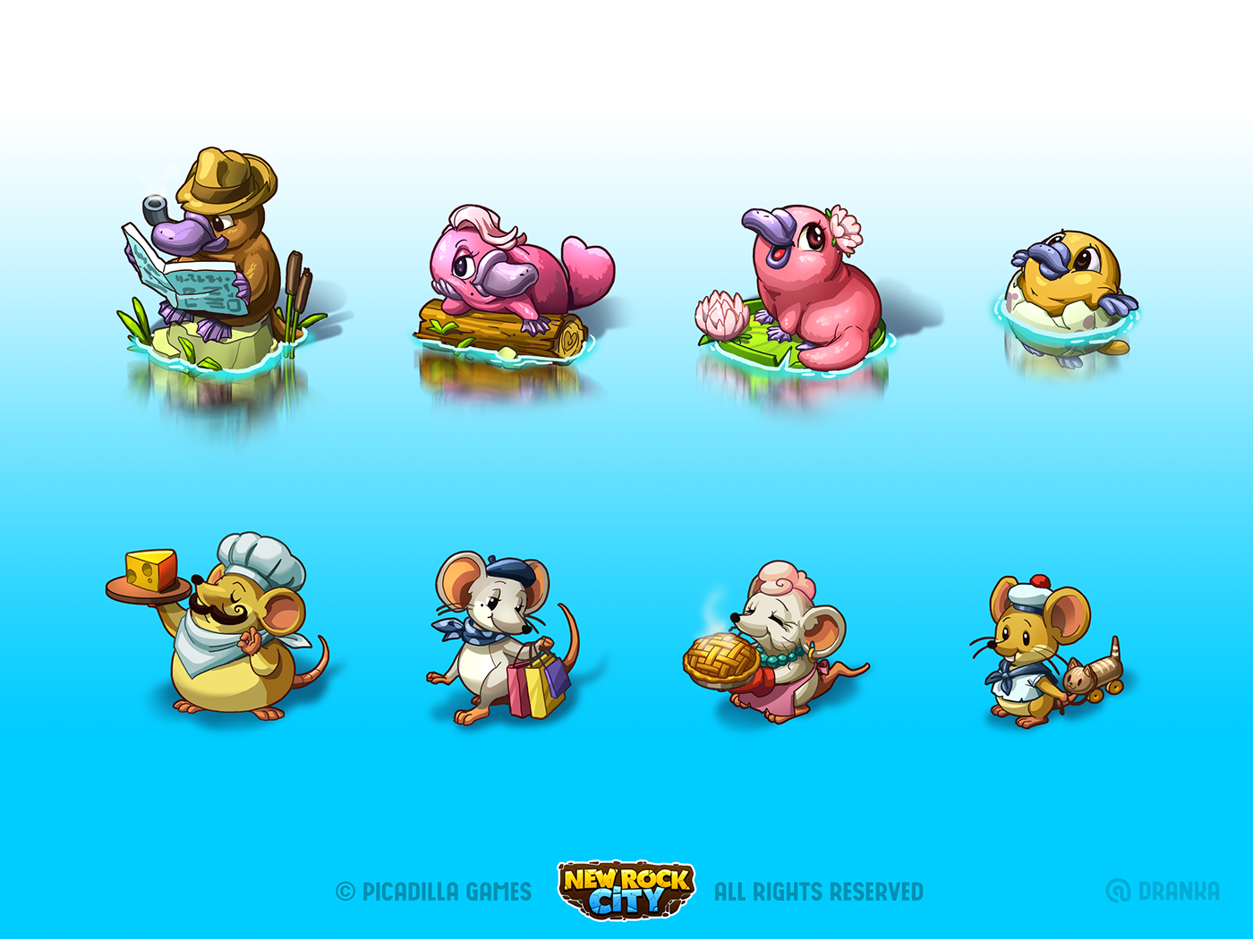 Isometric Game Art cartoon cell-shaded cute animals